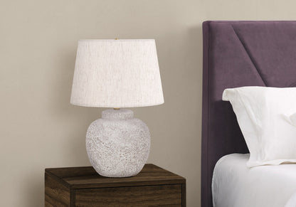 Cream Concrete Urn Table Lamp w/ Shade