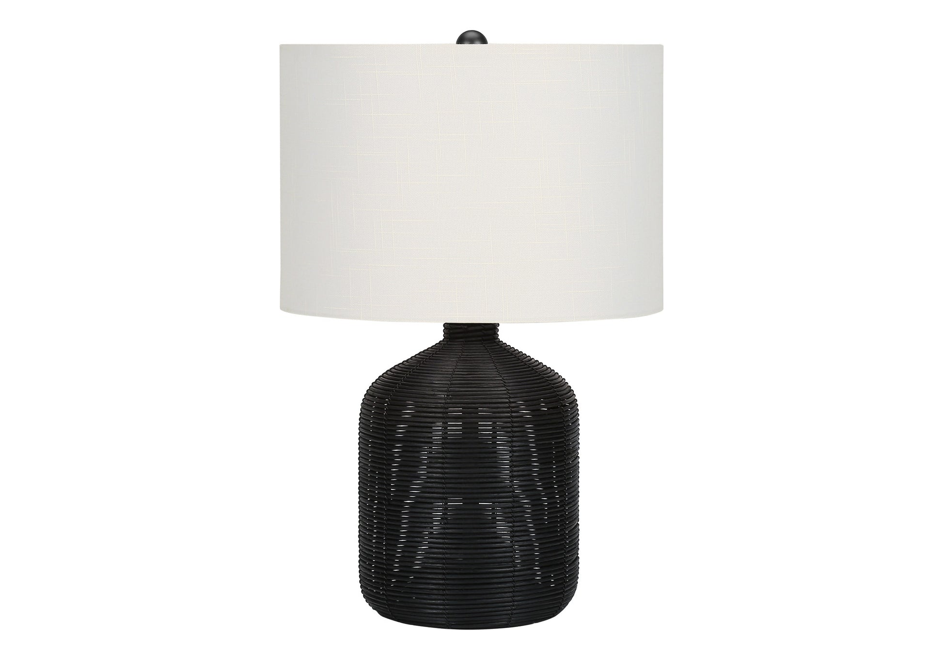 Black Rattan Table Lamp w/ Shade