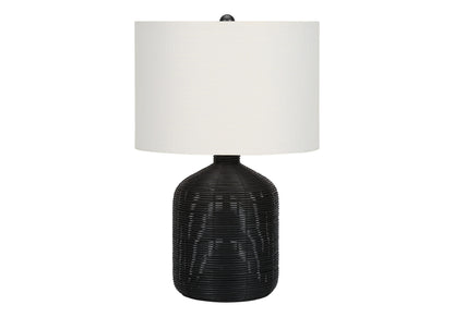 Black Rattan Table Lamp w/ Shade