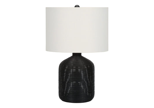 Black Rattan Table Lamp w/ Shade