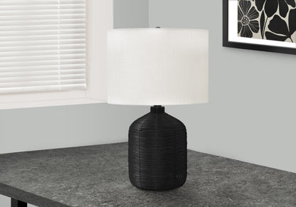 Black Rattan Table Lamp w/ Shade