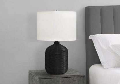 Black Rattan Table Lamp w/ Shade