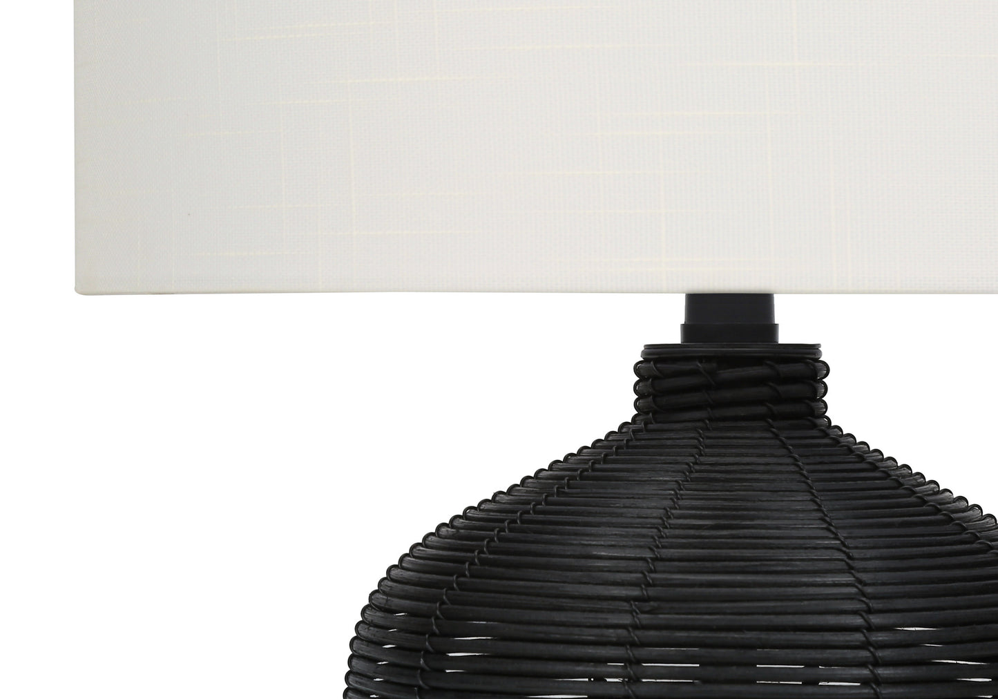 Black Rattan Table Lamp w/ Shade