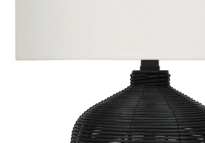 Black Rattan Table Lamp w/ Shade