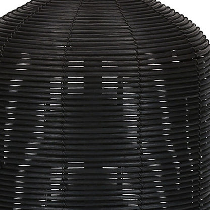 Black Rattan Table Lamp w/ Shade
