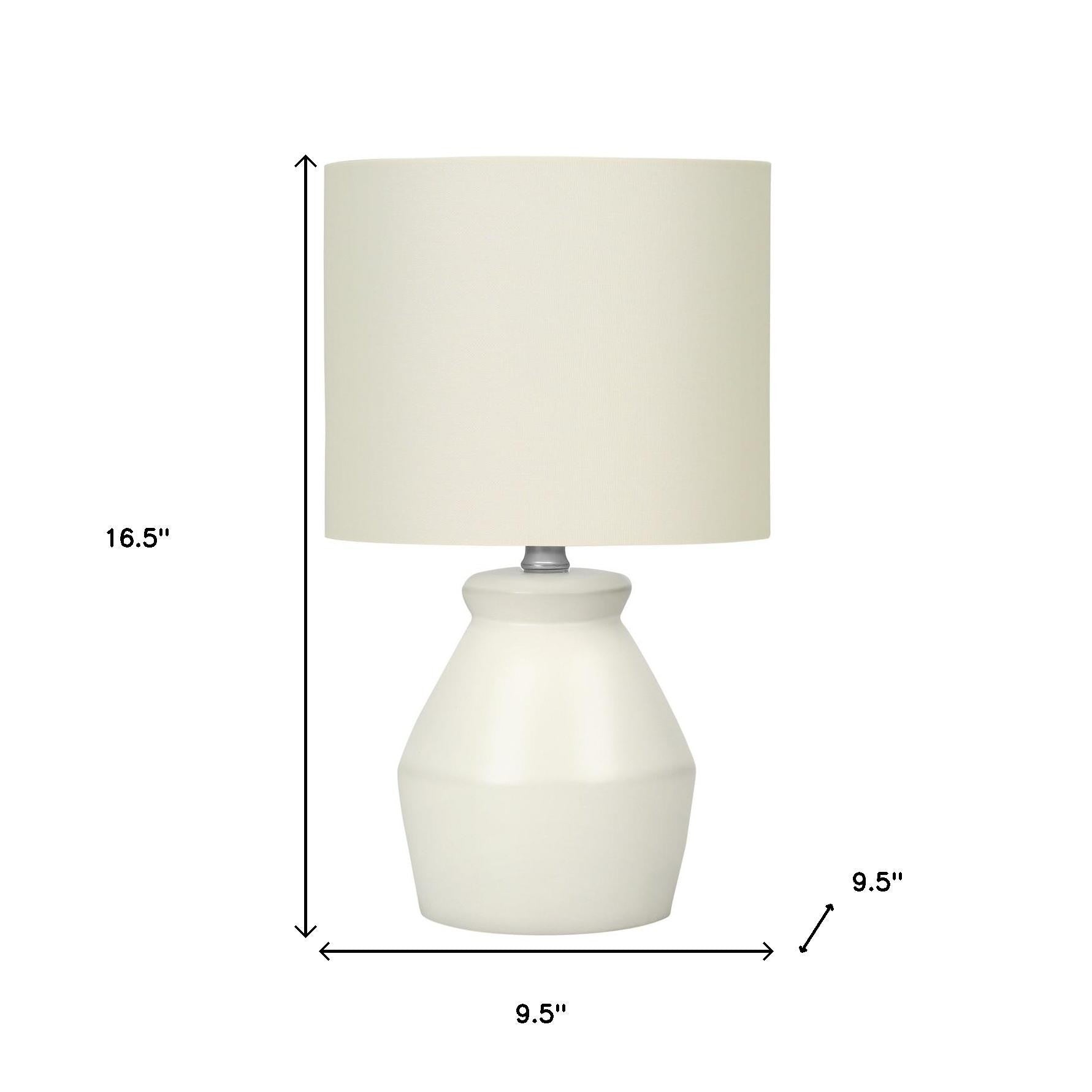 Cream Geometric Table Lamp w/ Shade