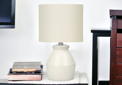 Cream Geometric Table Lamp w/ Shade