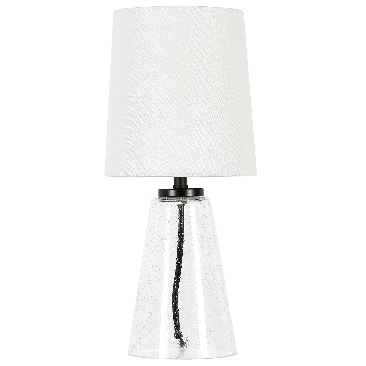 Clear Glass Geometric Table Lamp w/ Shade