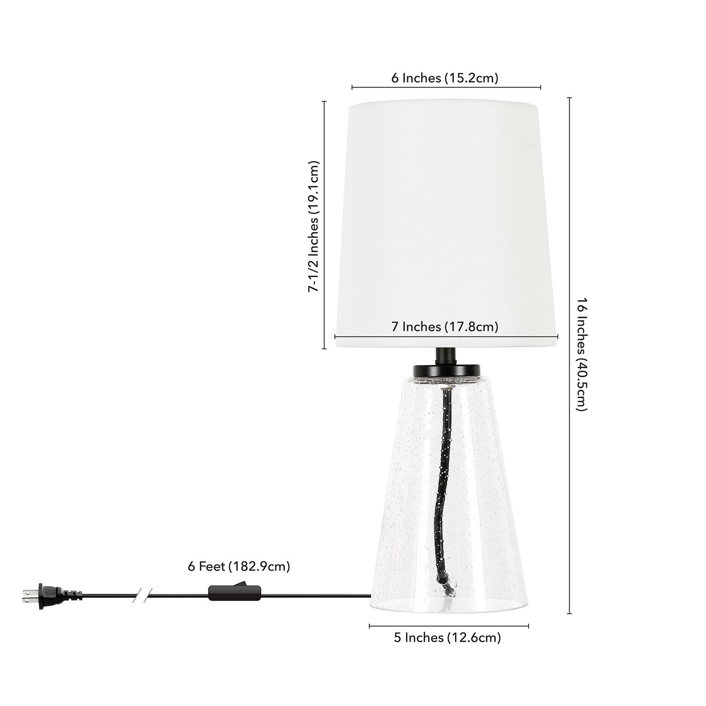 Clear Glass Geometric Table Lamp w/ Shade