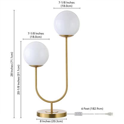 Gold Two Light Table Lamp w/ Shade