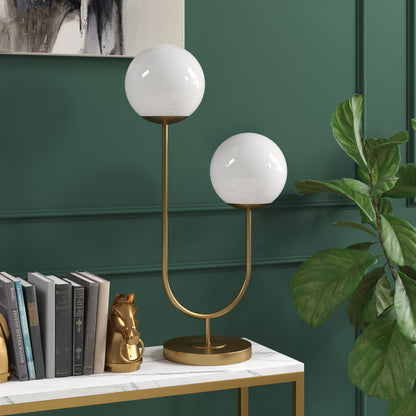 Gold Two Light Table Lamp w/ Shade
