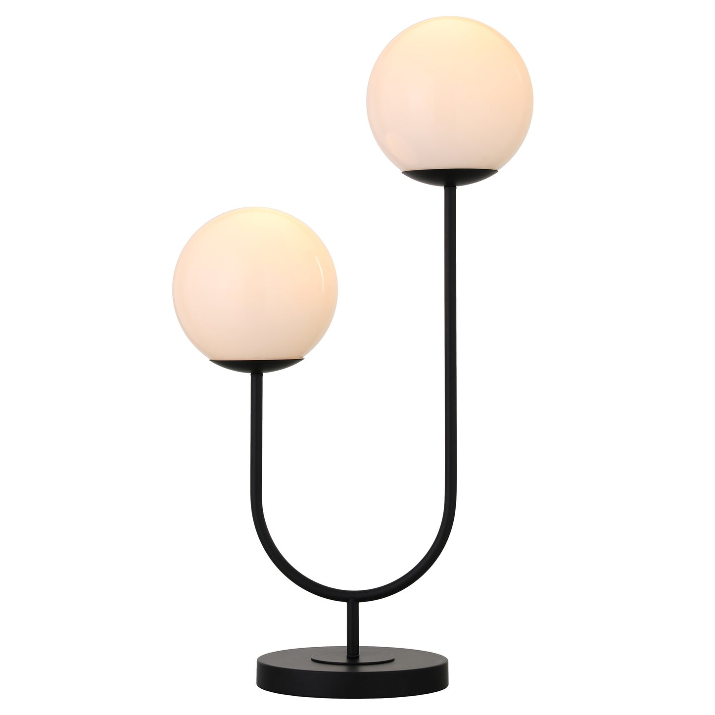 Black Two Light Globe Table Lamp w/ Shade