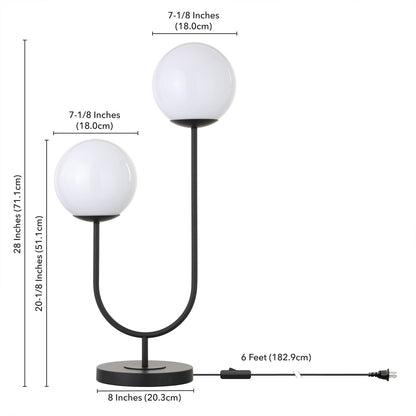 Black Two Light Globe Table Lamp w/ Shade