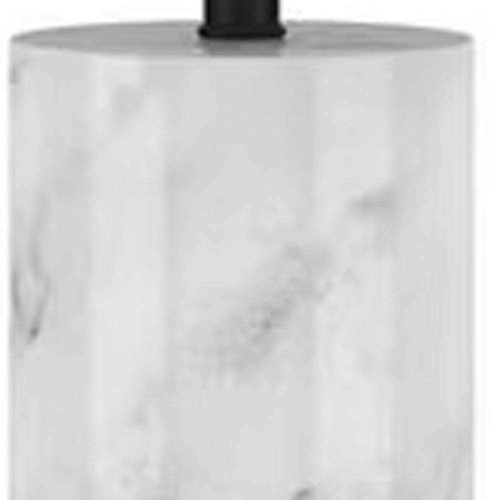 White & Gray Marble Table Lamp w/ Shade