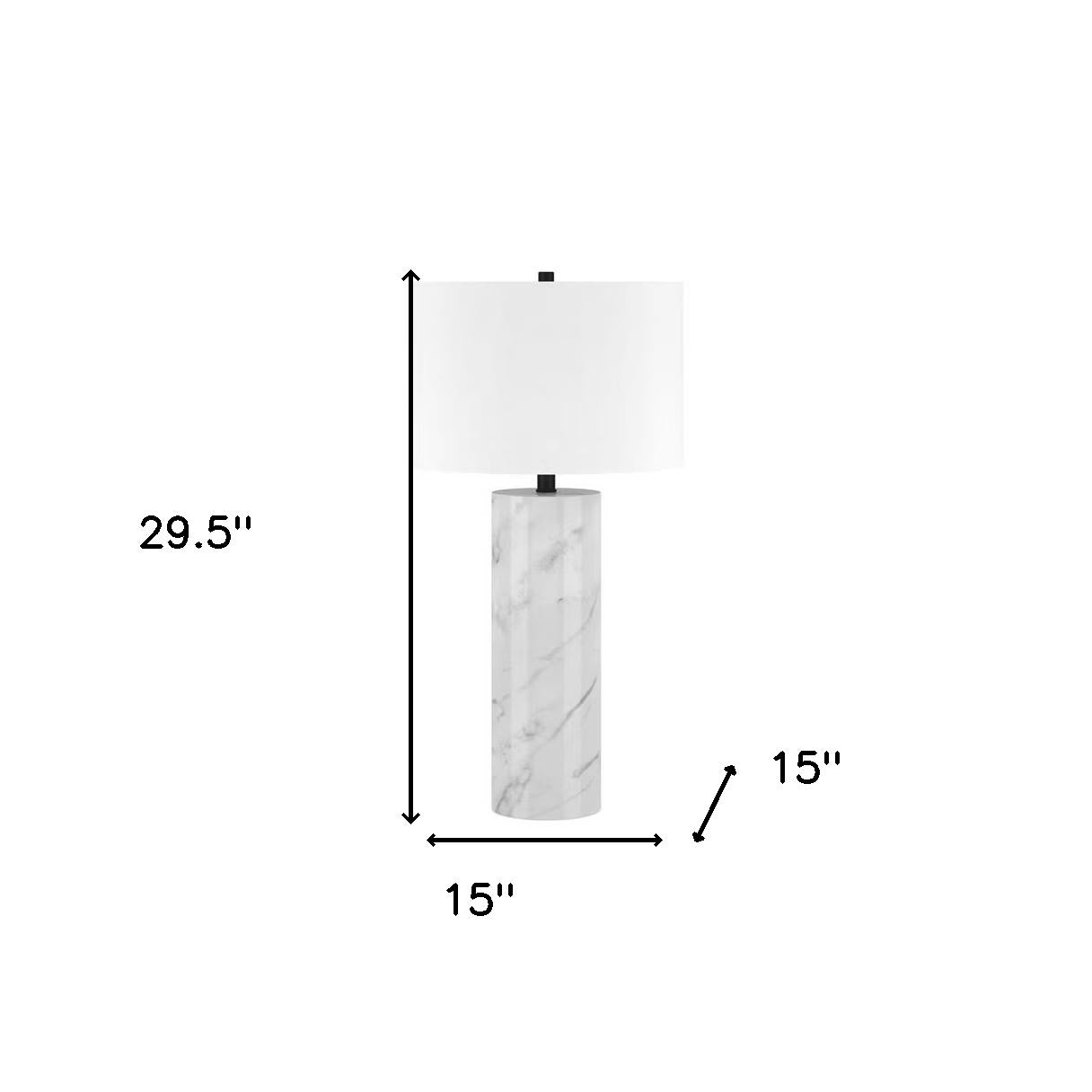 White & Gray Marble Table Lamp w/ Shade