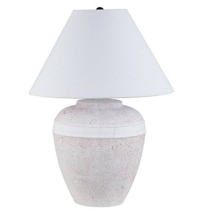 Red & White Urn Table Lamp w/ Shade