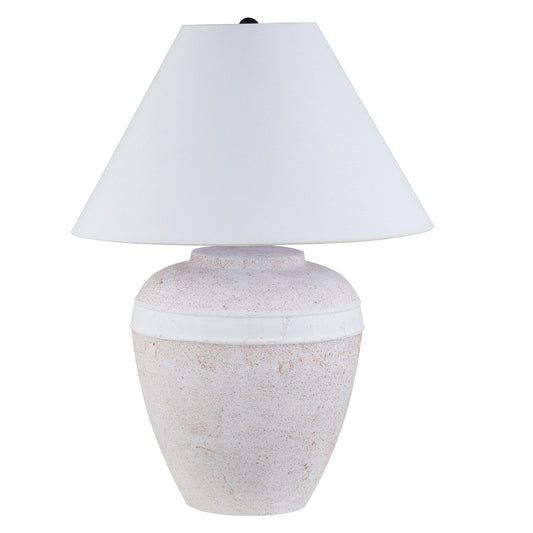 Red & White Urn Table Lamp w/ Shade