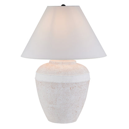 Red & White Urn Table Lamp w/ Shade