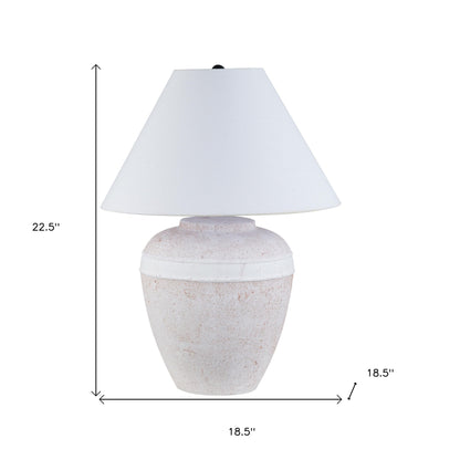 Red & White Urn Table Lamp w/ Shade