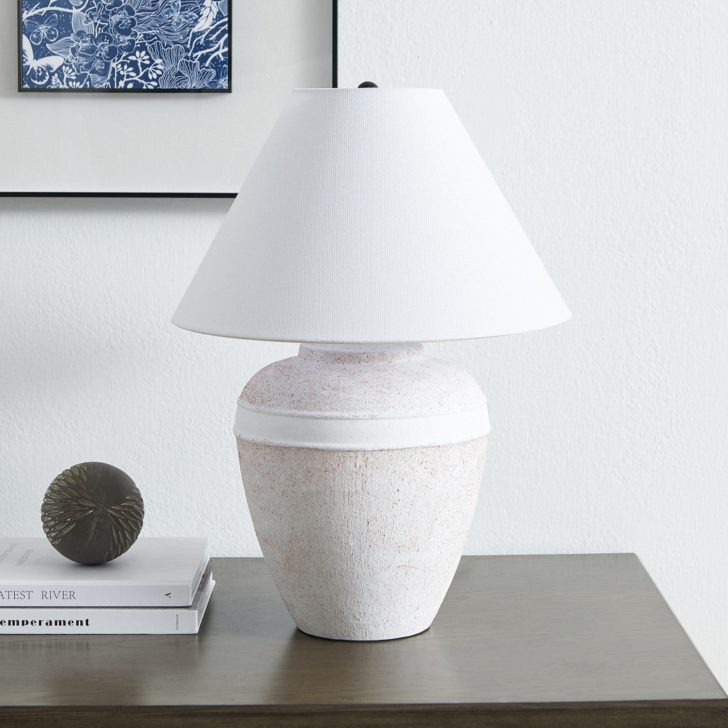Red & White Urn Table Lamp w/ Shade