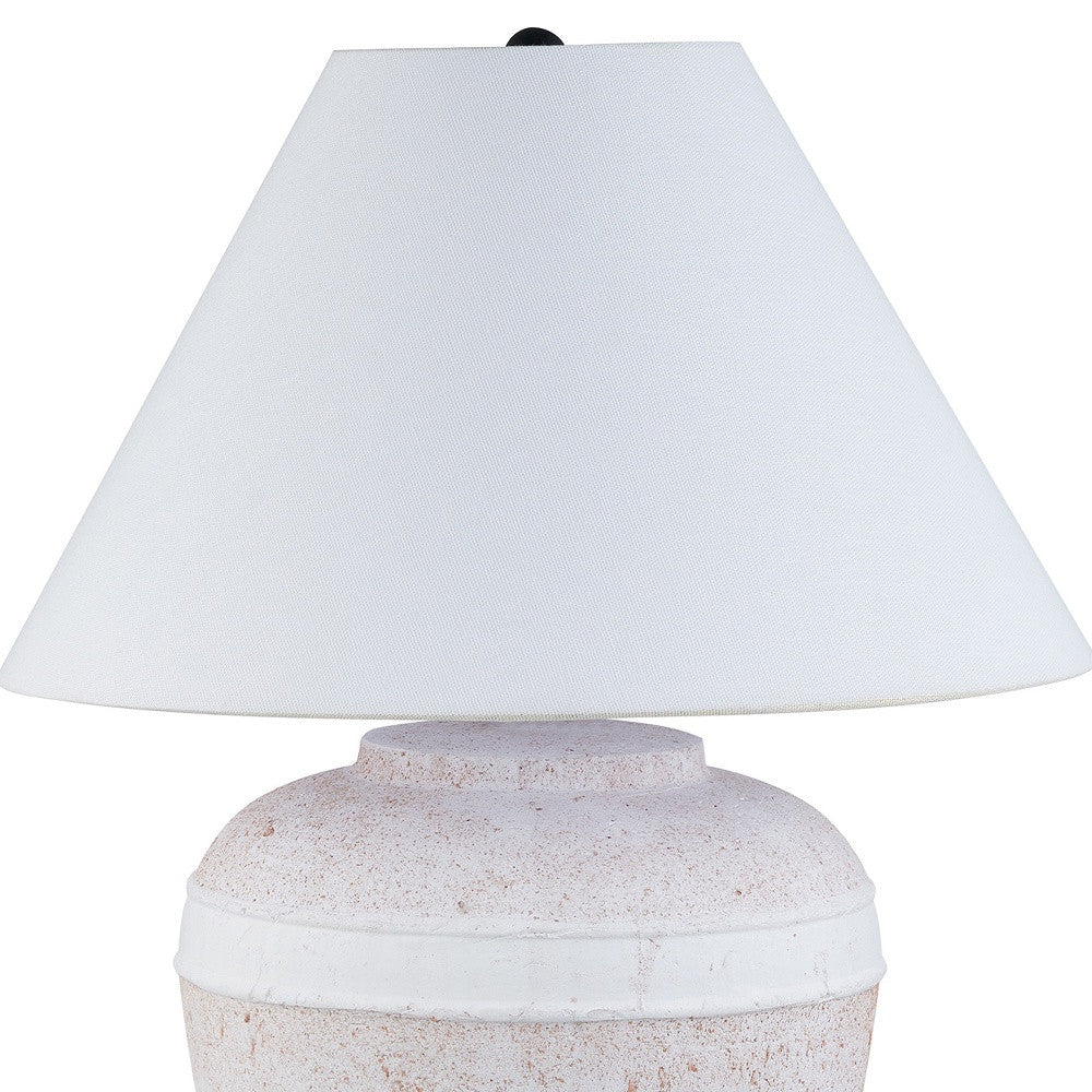 Red & White Urn Table Lamp w/ Shade