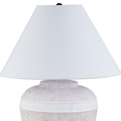 Red & White Urn Table Lamp w/ Shade