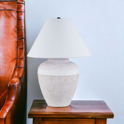 Red & White Urn Table Lamp w/ Shade