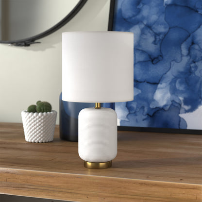 Gold & White Table Lamp w/ Shade