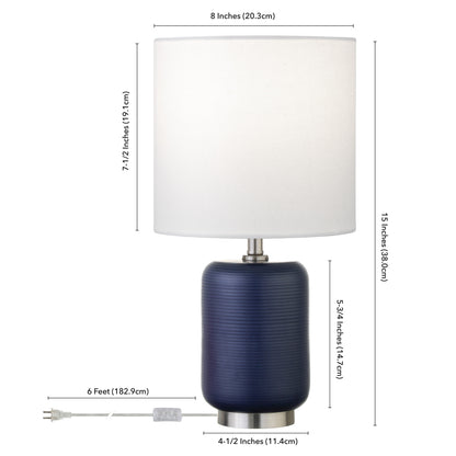 Blue & Silver Table Lamp w/ Shade