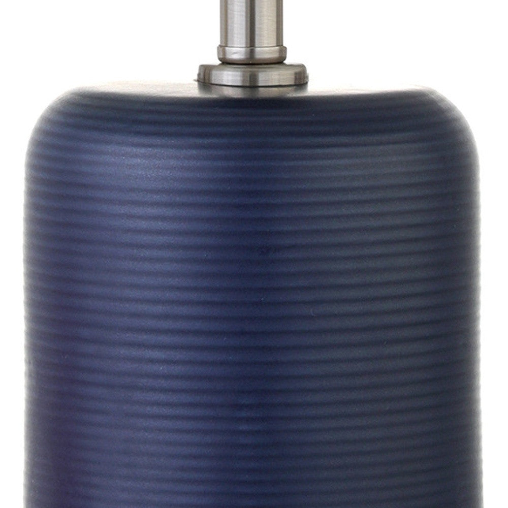 Blue & Silver Table Lamp w/ Shade