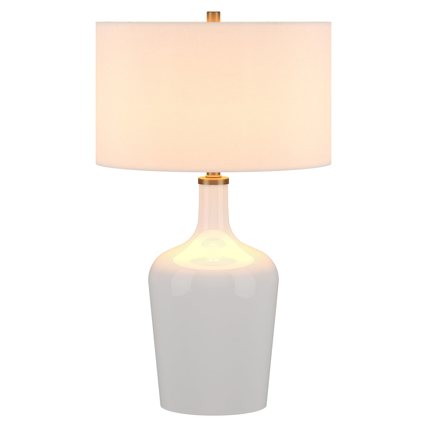 White Glass Urn Table Lamp w/ Shade