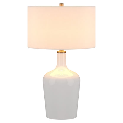 White Glass Urn Table Lamp w/ Shade