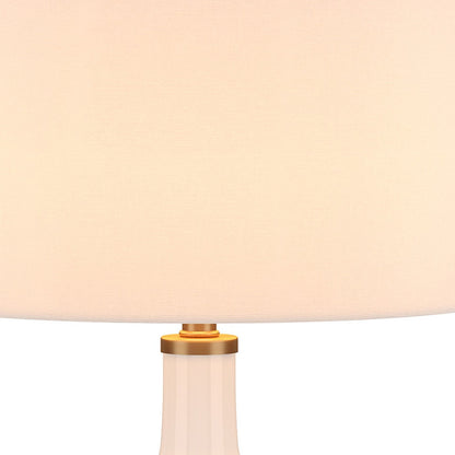White Glass Urn Table Lamp w/ Shade