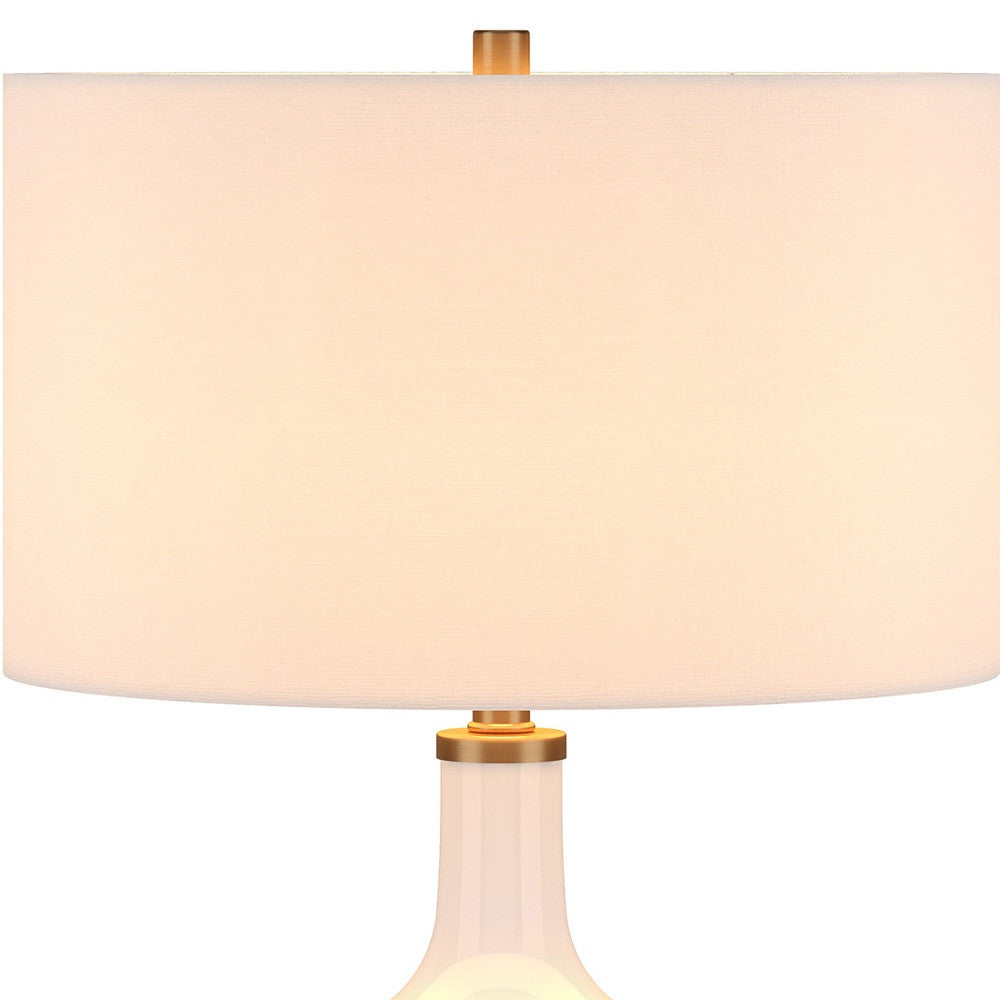 White Glass Urn Table Lamp w/ Shade
