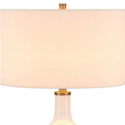 White Glass Urn Table Lamp w/ Shade