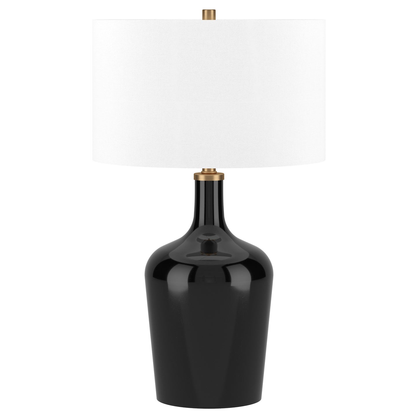 Black Glass Urn Table Lamp w/ Shade