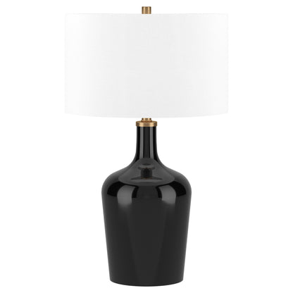 Black Glass Urn Table Lamp w/ Shade