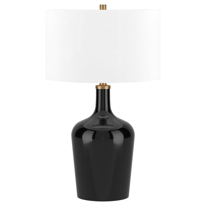 Black Glass Urn Table Lamp w/ Shade