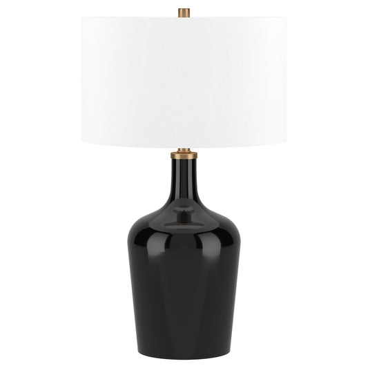 Black Glass Urn Table Lamp w/ Shade