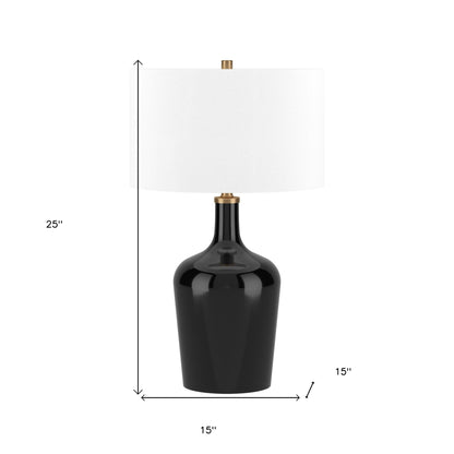 Black Glass Urn Table Lamp w/ Shade