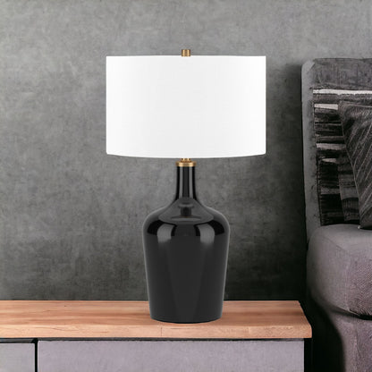 Black Glass Urn Table Lamp w/ Shade