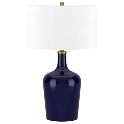 Blue Glass Urn Table Lamp w/ Shade