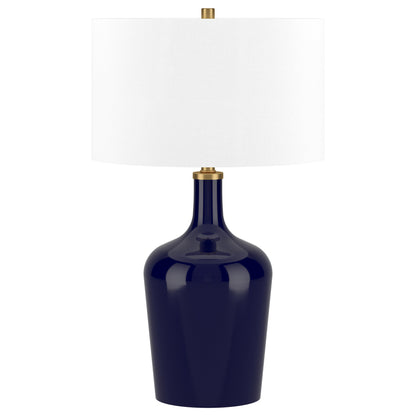 Blue Glass Urn Table Lamp w/ Shade