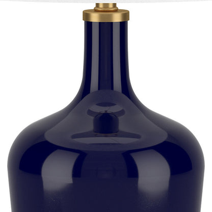 Blue Glass Urn Table Lamp w/ Shade
