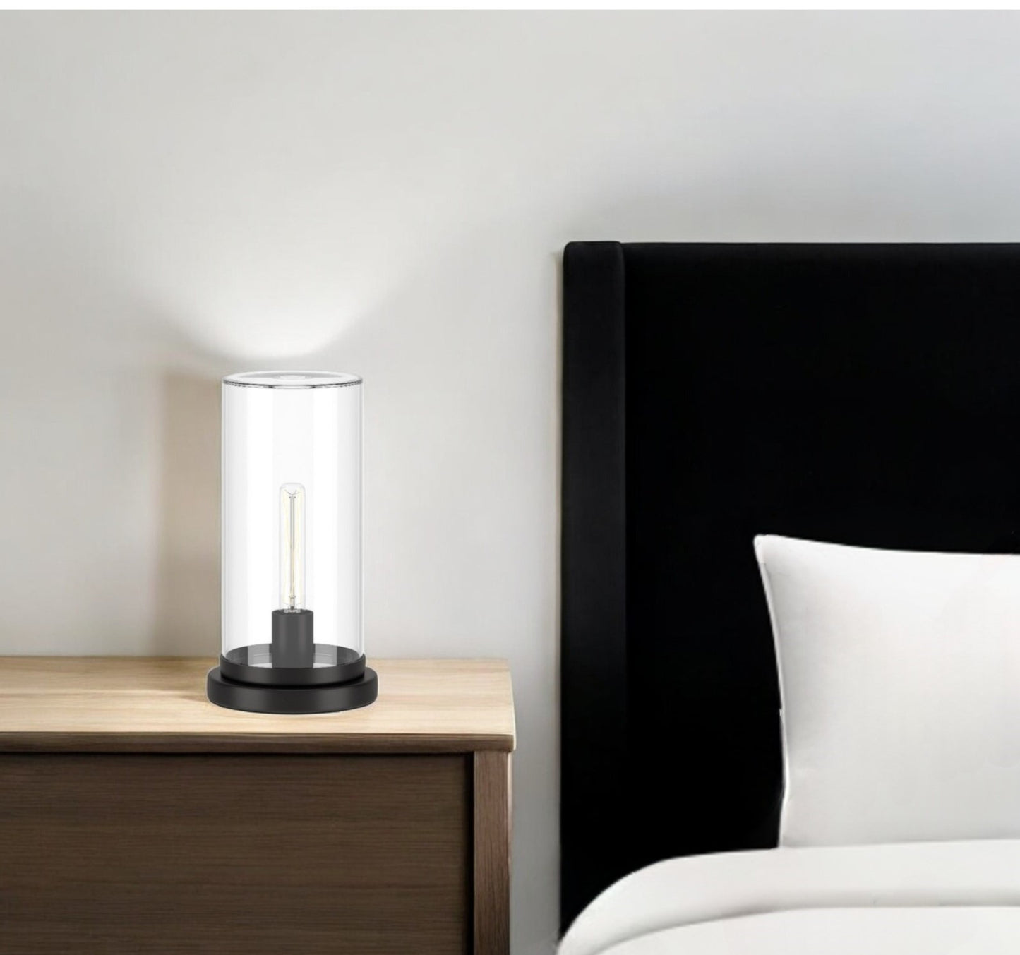 Black Table Lamp w/ Clear Shade