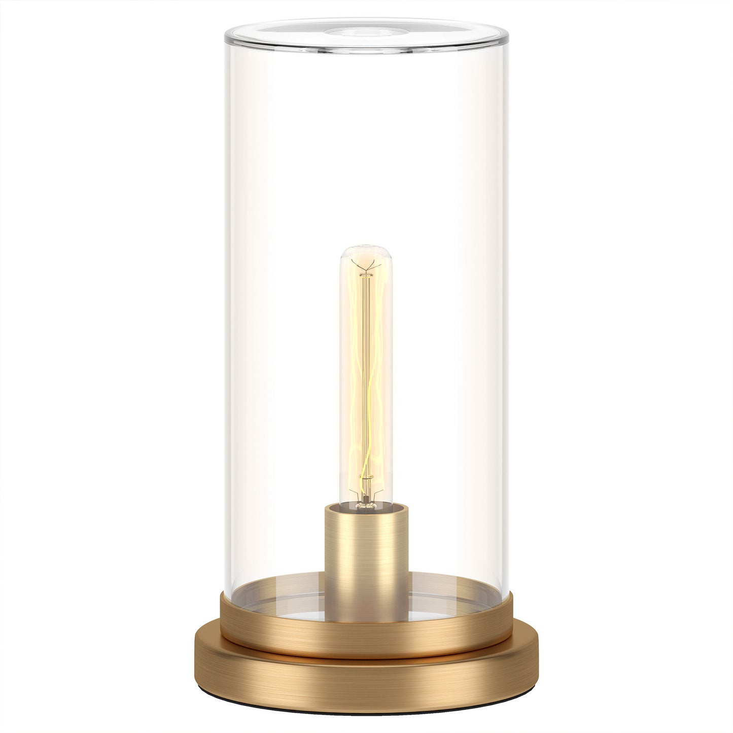 Brass Table Lamp w/ Clear Shade