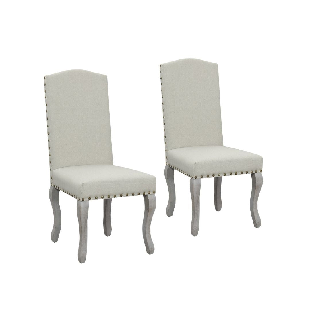 Beige & Gray Fabric Dining Chair - Set of 2
