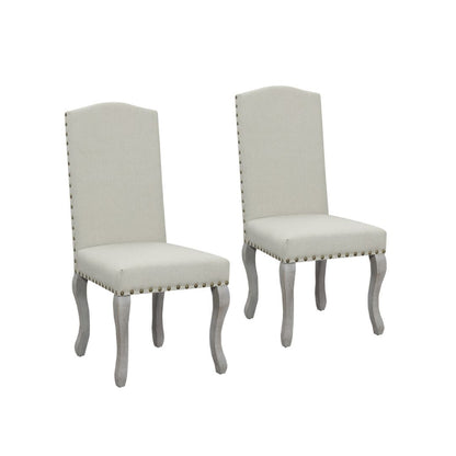 Beige & Gray Fabric Dining Chair - Set of 2