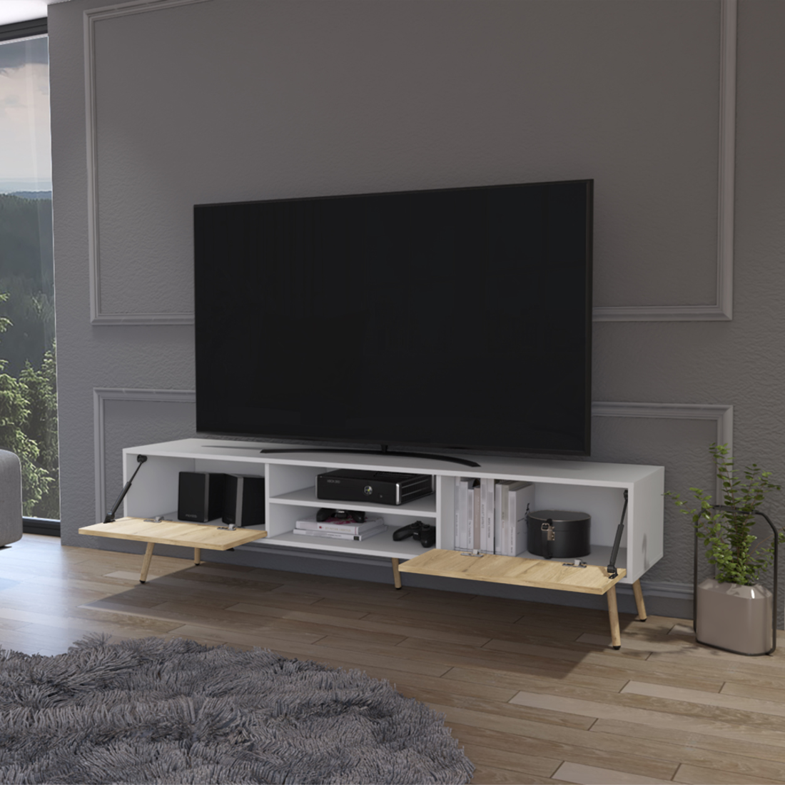 White & Beige Media Console