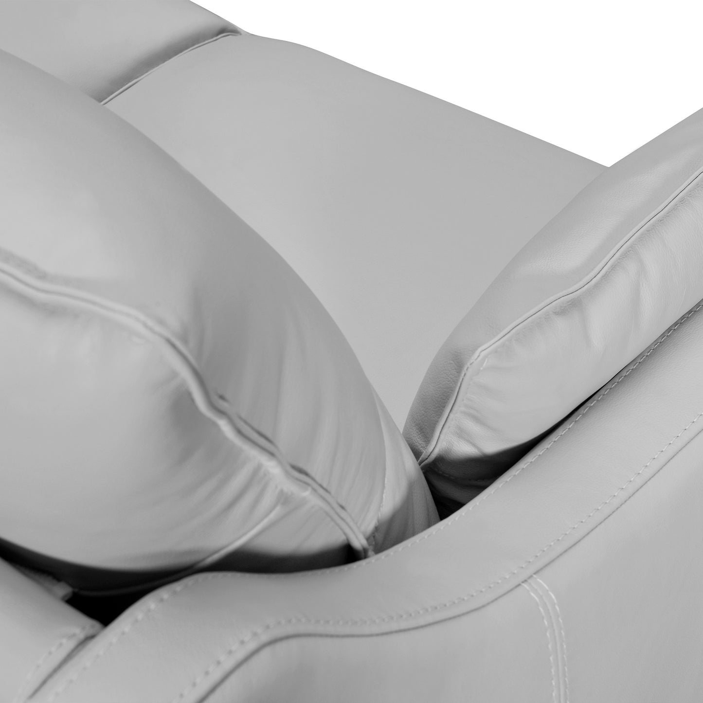 Gray Leather Sofa & Toss Pillows With Brown Legs